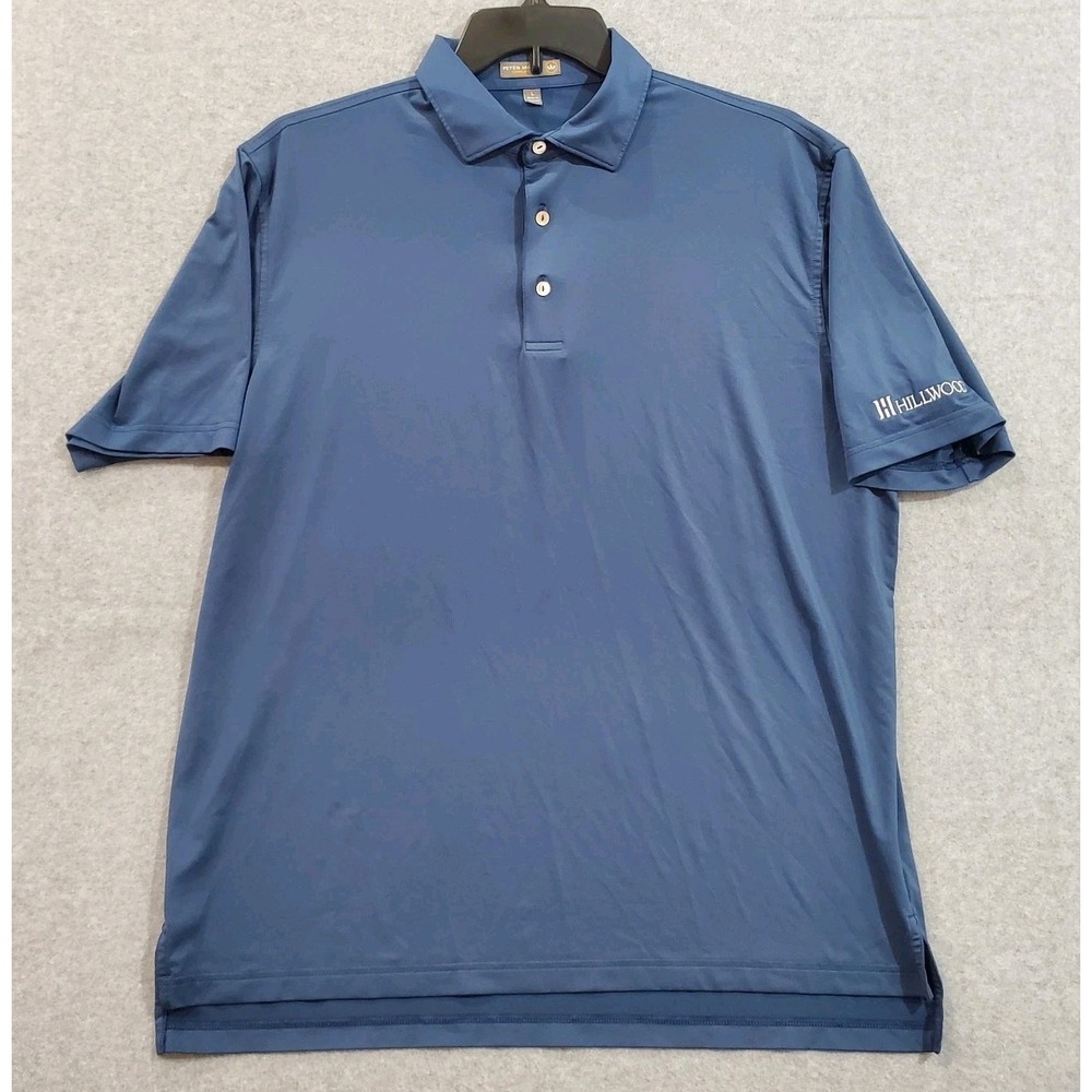 Peter Millar Summer Comfort‎ Polo Mens Large Blue Stretch Casual Short Sleeve